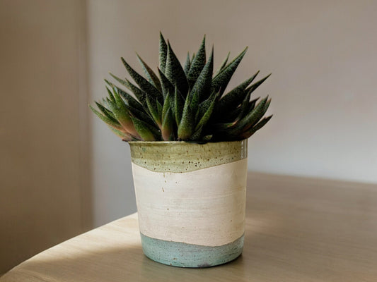 Handmade Moroccan Vintage Shaded  Glaze Tamegroute Planter/Pot: Unique Ceramic Pottery for Plants