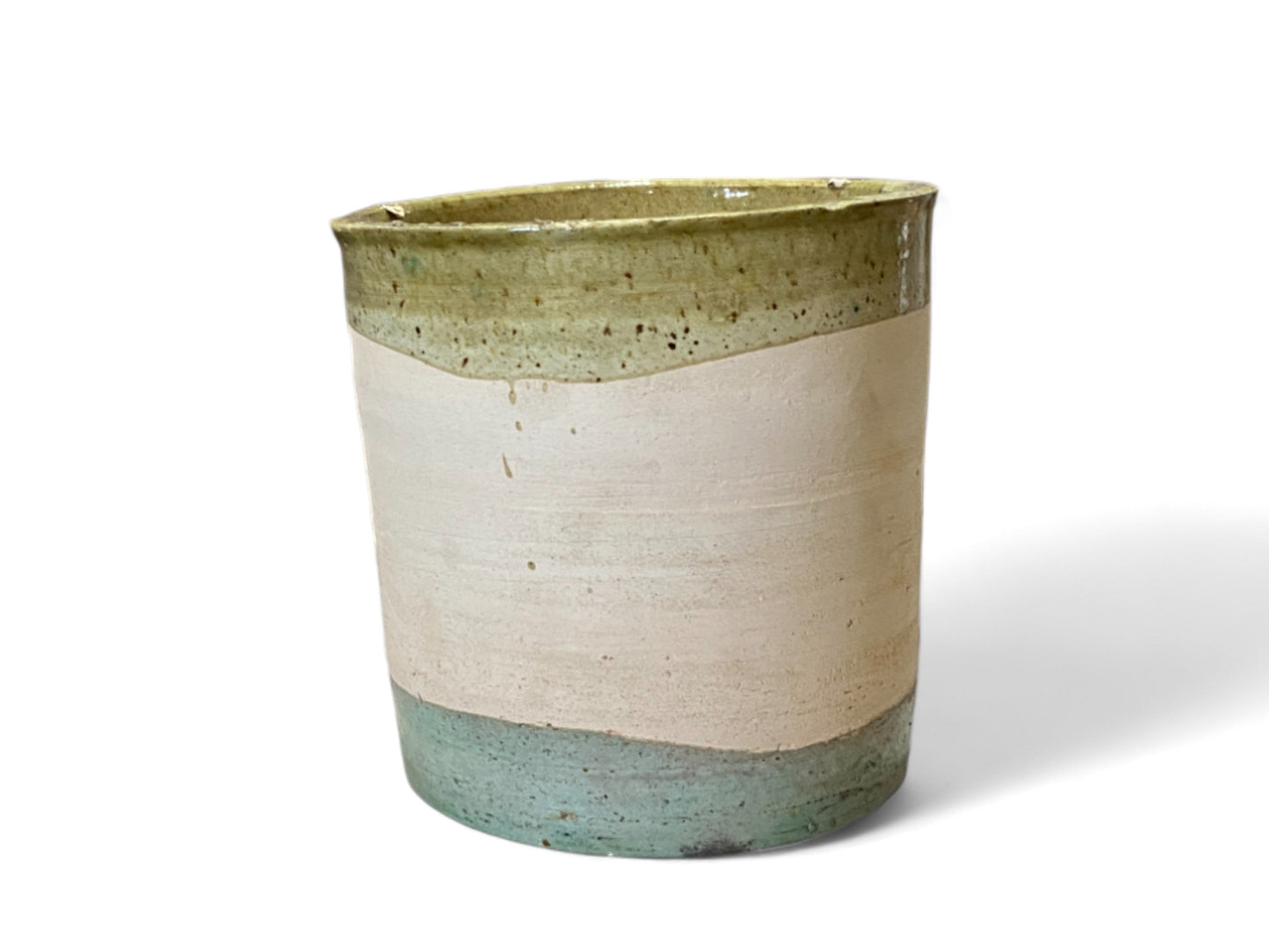 Handmade Moroccan Vintage Shaded  Glaze Tamegroute Planter/Pot: Unique Ceramic Pottery for Plants