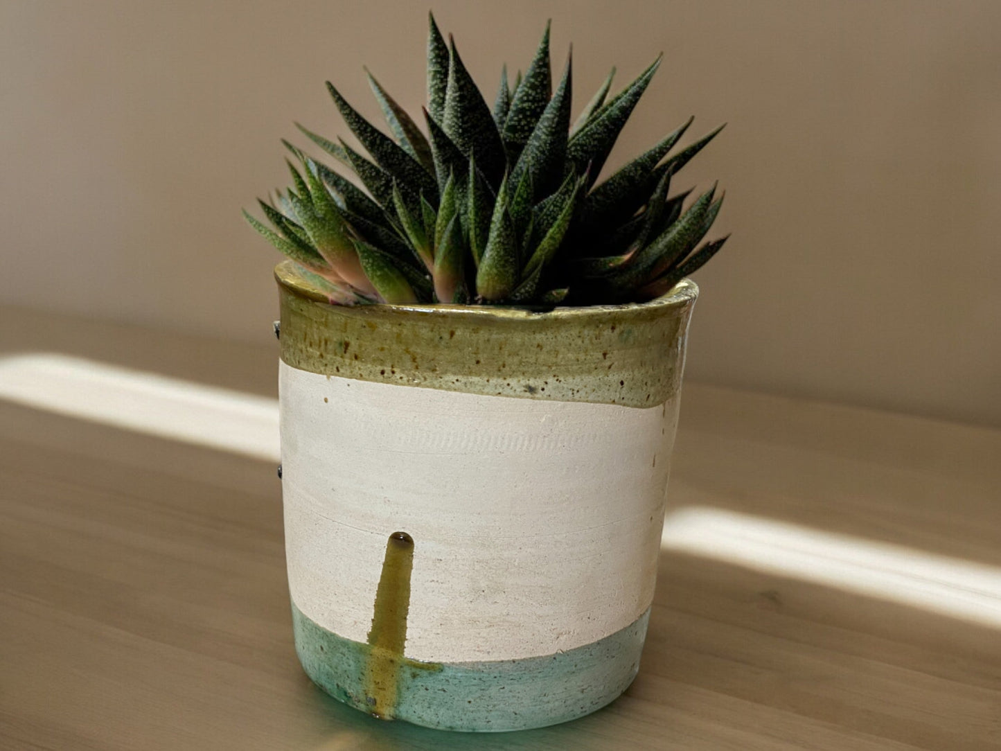 Handmade Moroccan Vintage Shaded  Glaze Tamegroute Planter/Pot: Unique Ceramic Pottery for Plants