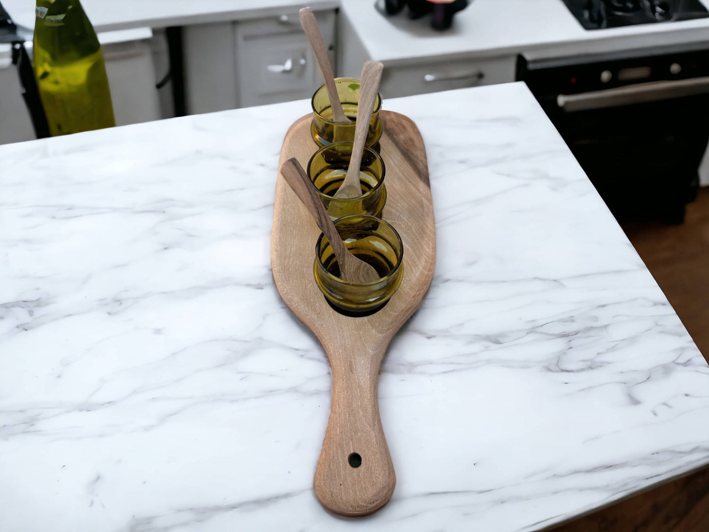 Walnut Wood Serving Set with Handmade Moroccan Glasses - Celebrate Unique Craftsmanship and Enduring
