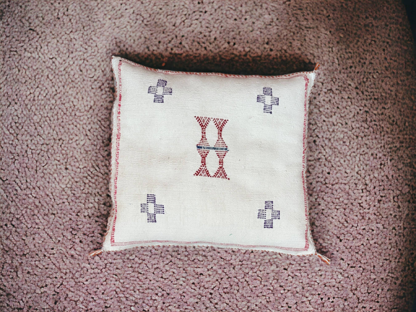 Cactus Silk Pillow, Handmade Lumbar Cushion, Moroccan Sabra Decorative Pillow for Home
