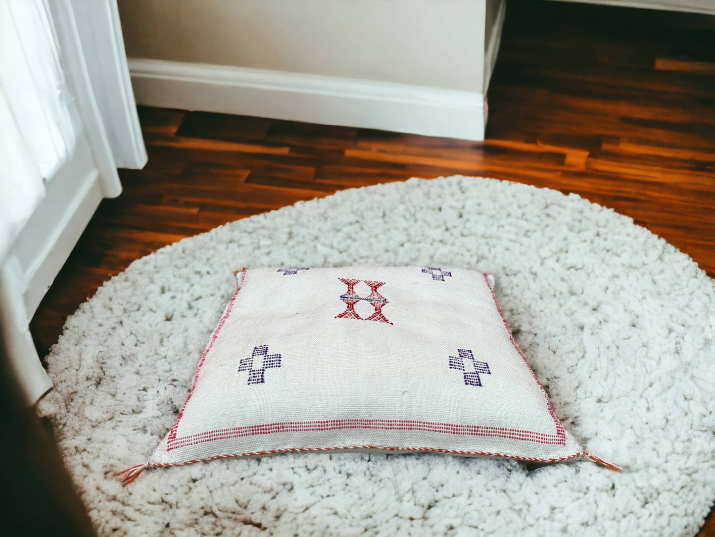 Cactus Silk Pillow, Handmade Lumbar Cushion, Moroccan Sabra Decorative Pillow for Home