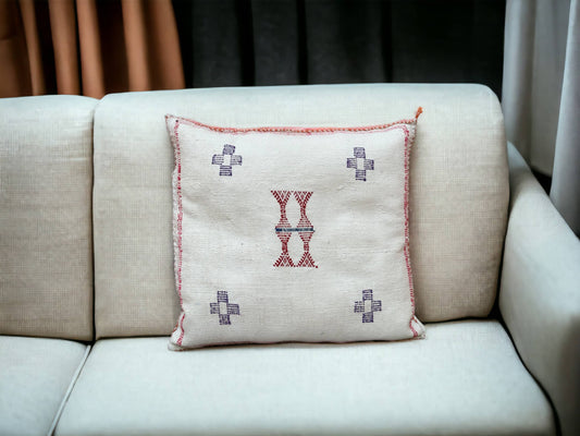 Cactus Silk Pillow, Handmade Lumbar Cushion, Moroccan Sabra Decorative Pillow for Home