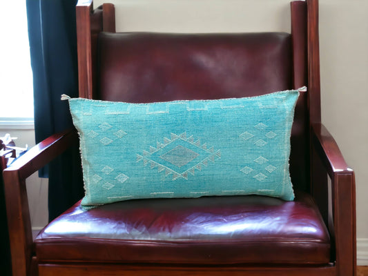 Moroccan Sabra Lumbar Throw Pillow: Cactus Silk Elegance for Stylish Comfort