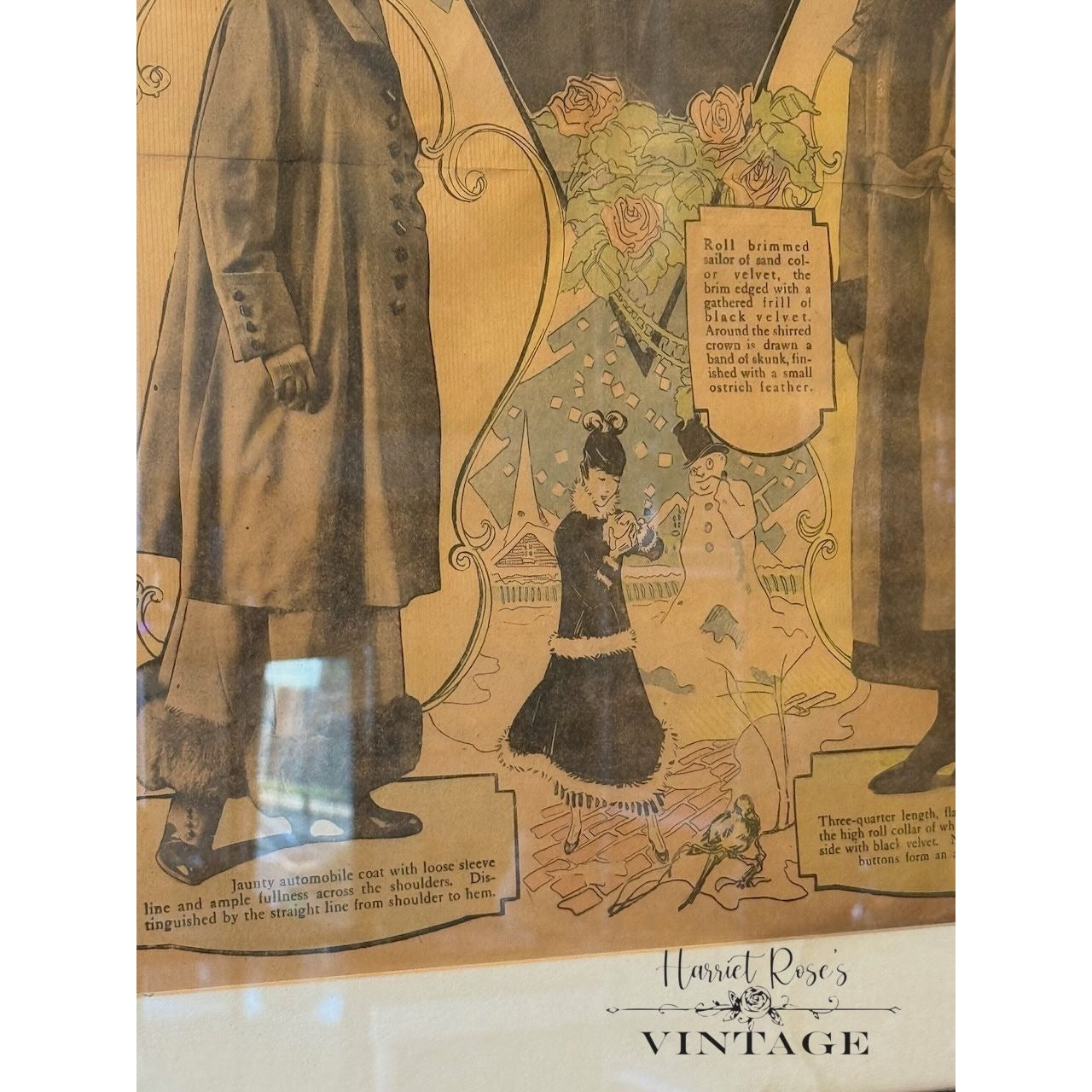 Framed 1915 Philadelphia Press Womens Section Two Coats & A Hat Print