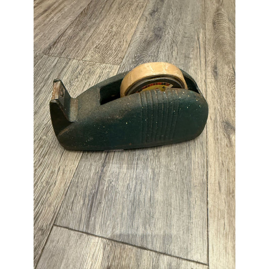 Vintage Green Scotch "Whale Tail" Tape Dispenser With Original Cellophane Tape Roll