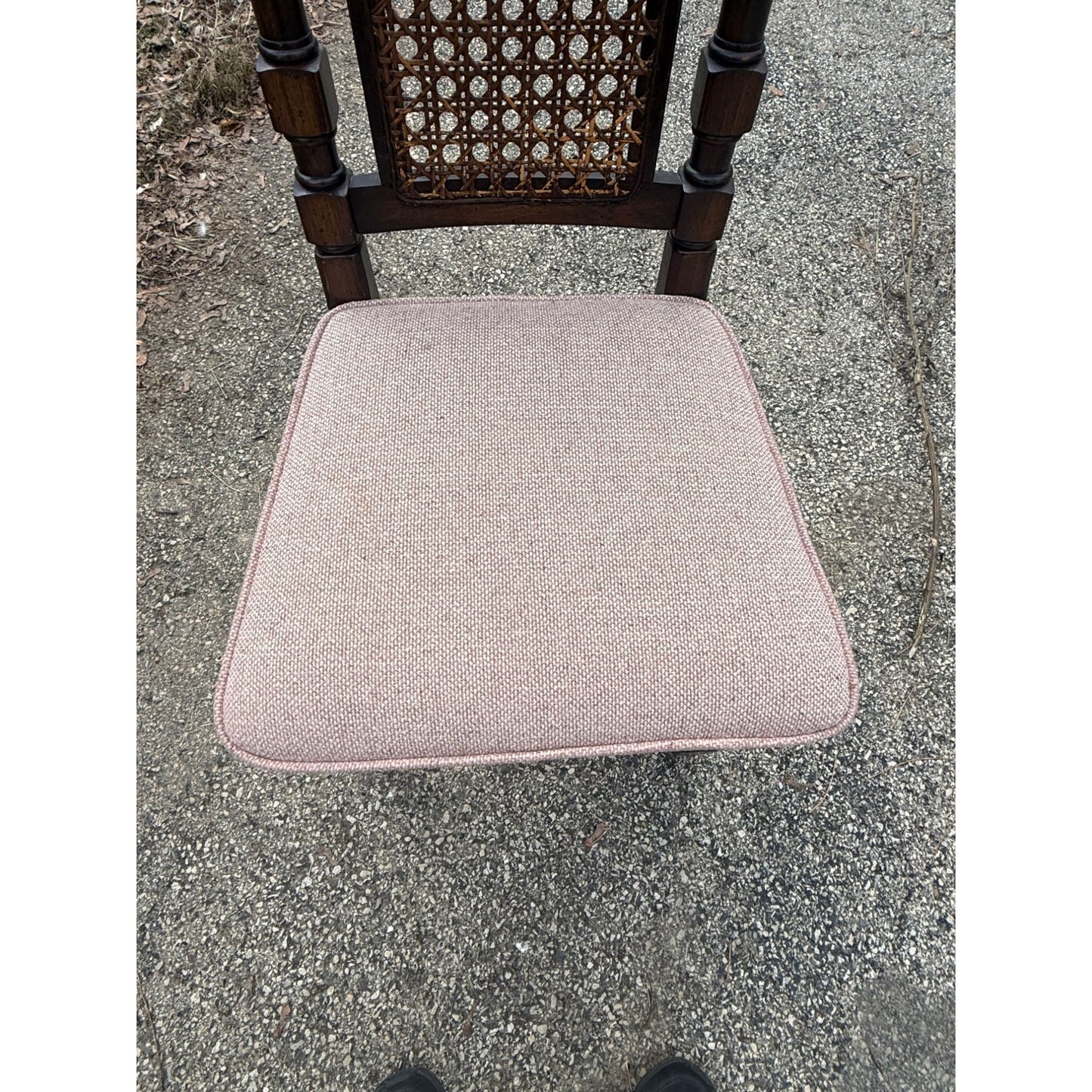 Vintage Wooden Dining Chair With Caned Back & Padded Seat - Set of 6