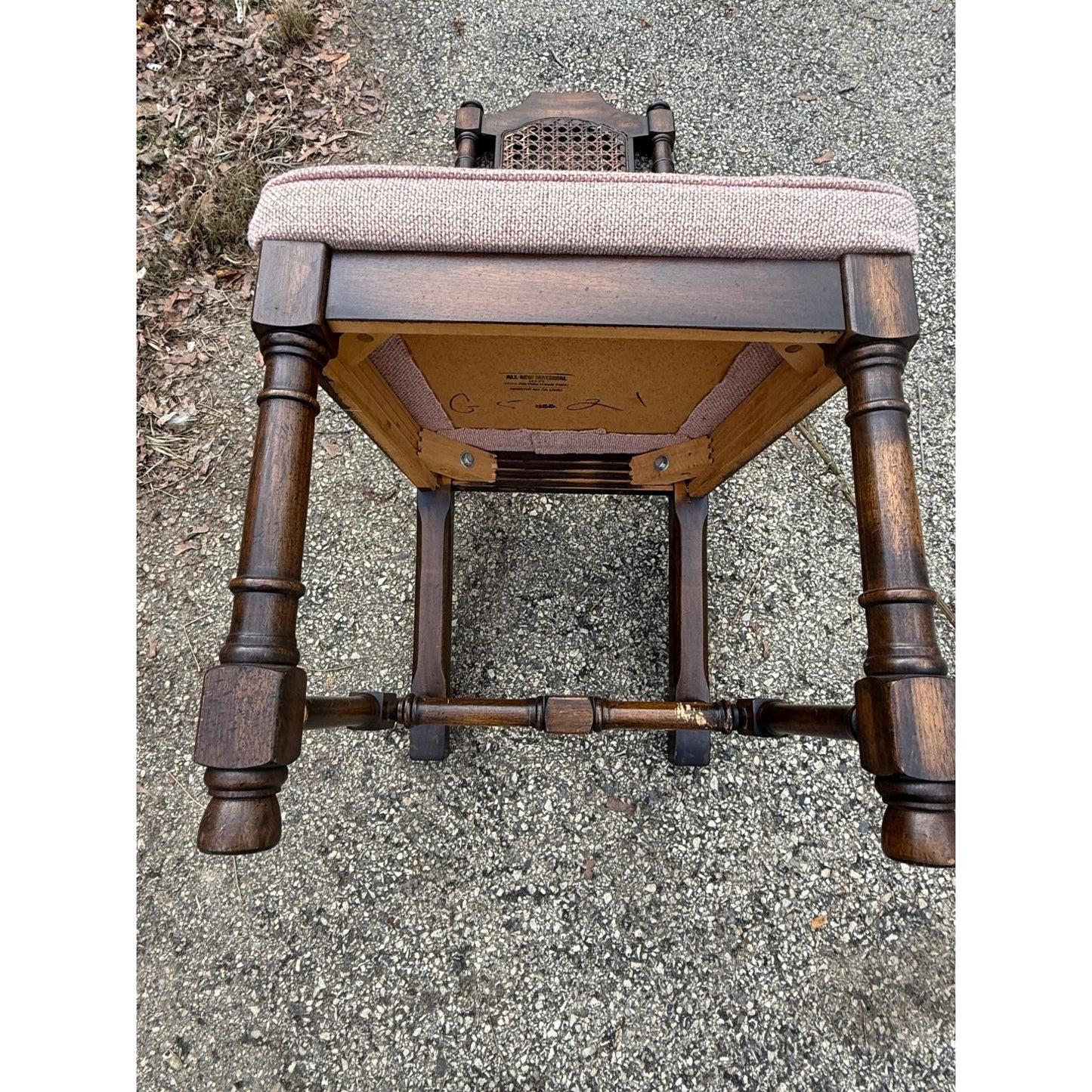 Vintage Wooden Dining Chair With Caned Back & Padded Seat - Set of 6