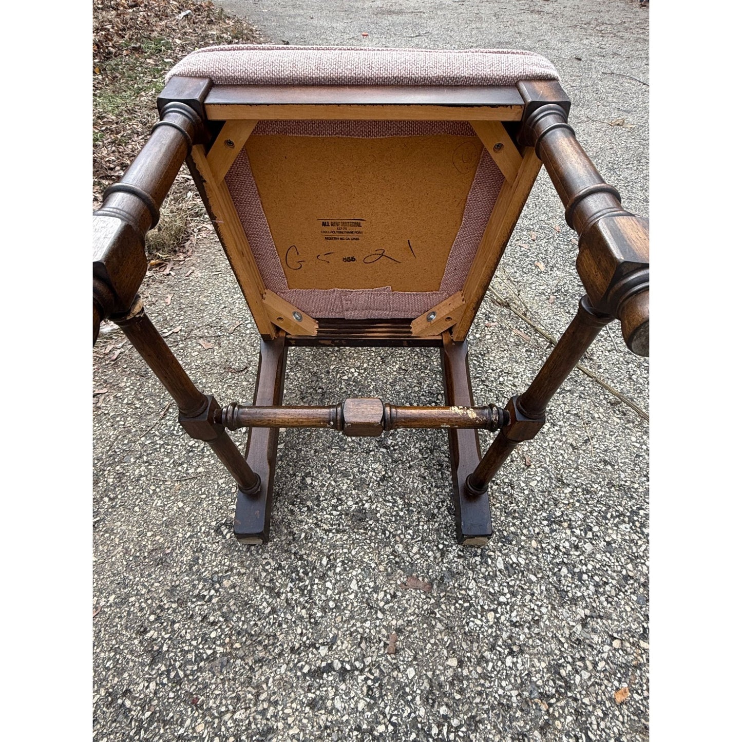 Vintage Wooden Dining Chair With Caned Back & Padded Seat - Set of 6