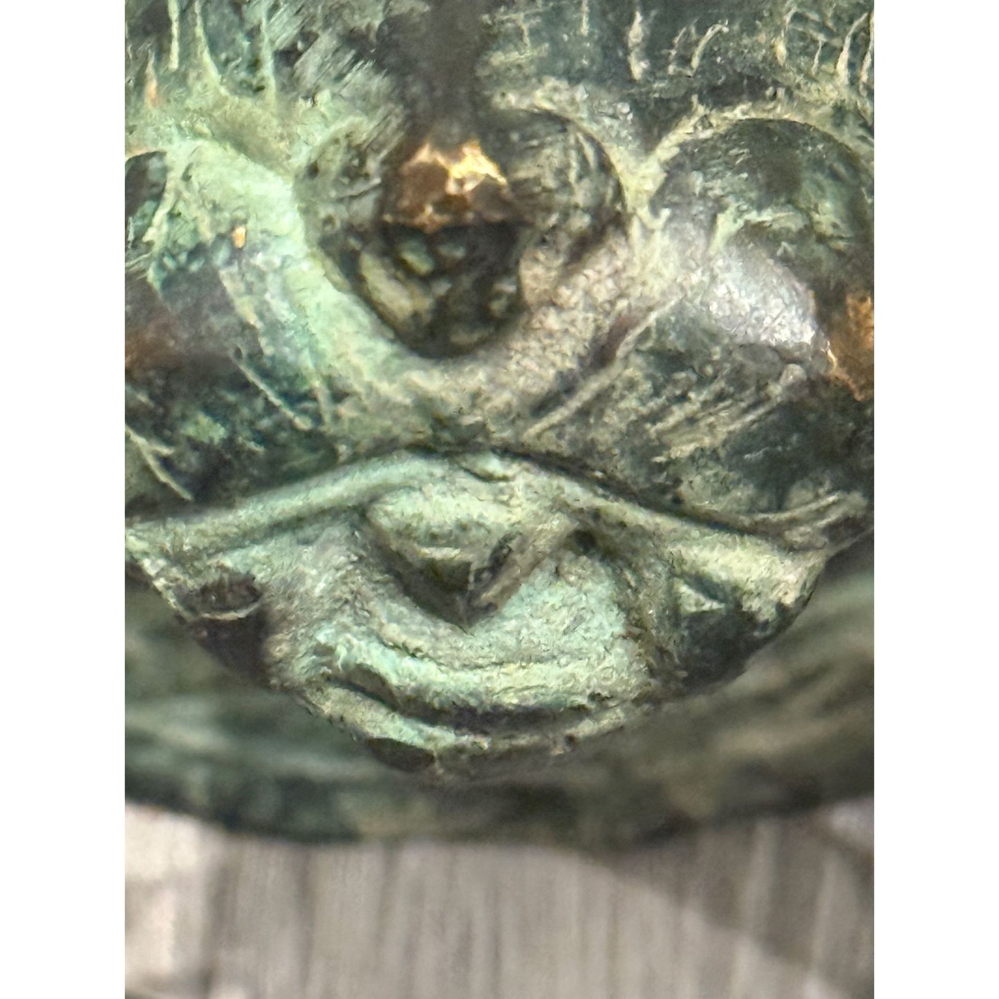 Antique Brass Lion Head Door Knocker With Circular Backplate - c 1800's