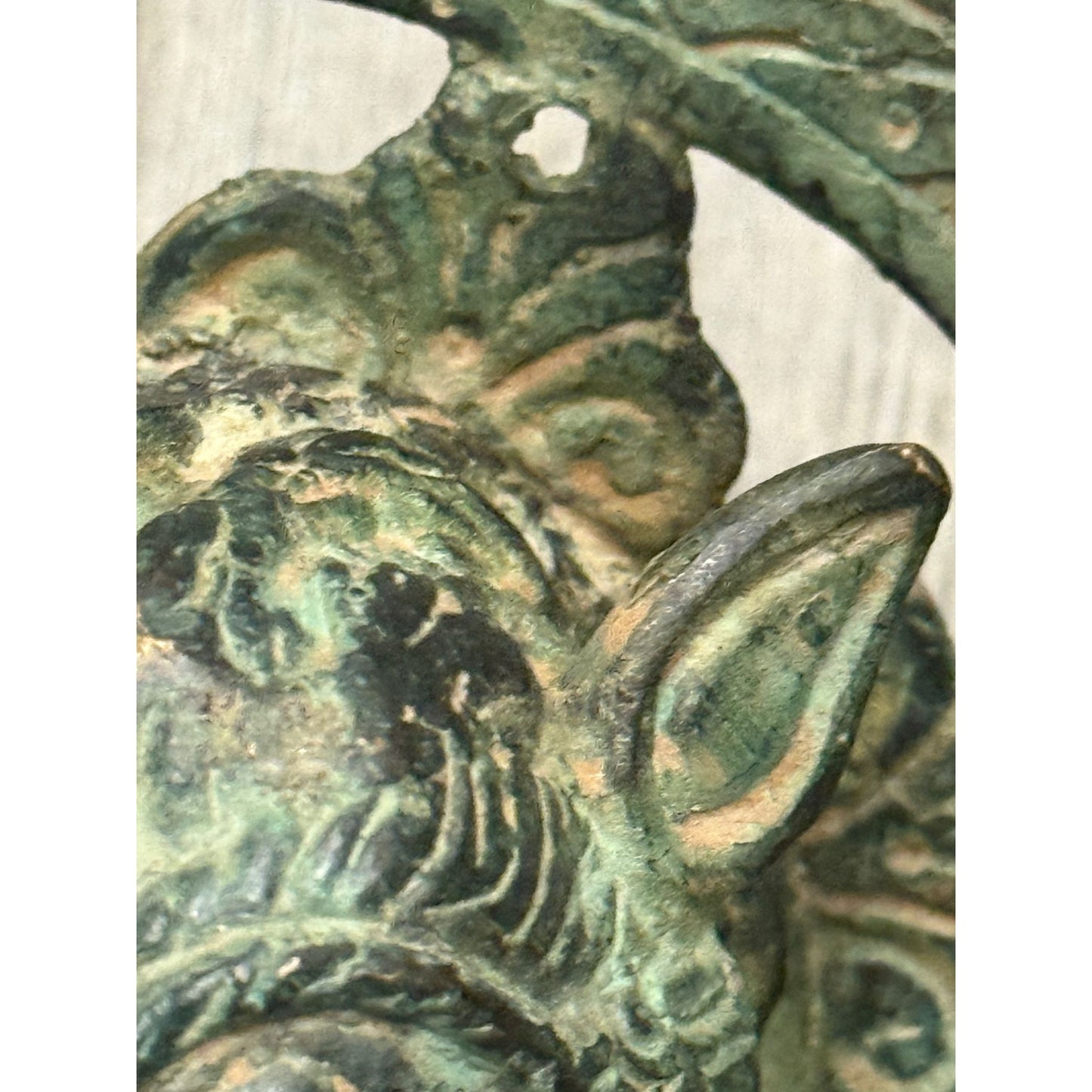 Antique Brass Lion Head Door Knocker With Circular Backplate - c 1800's