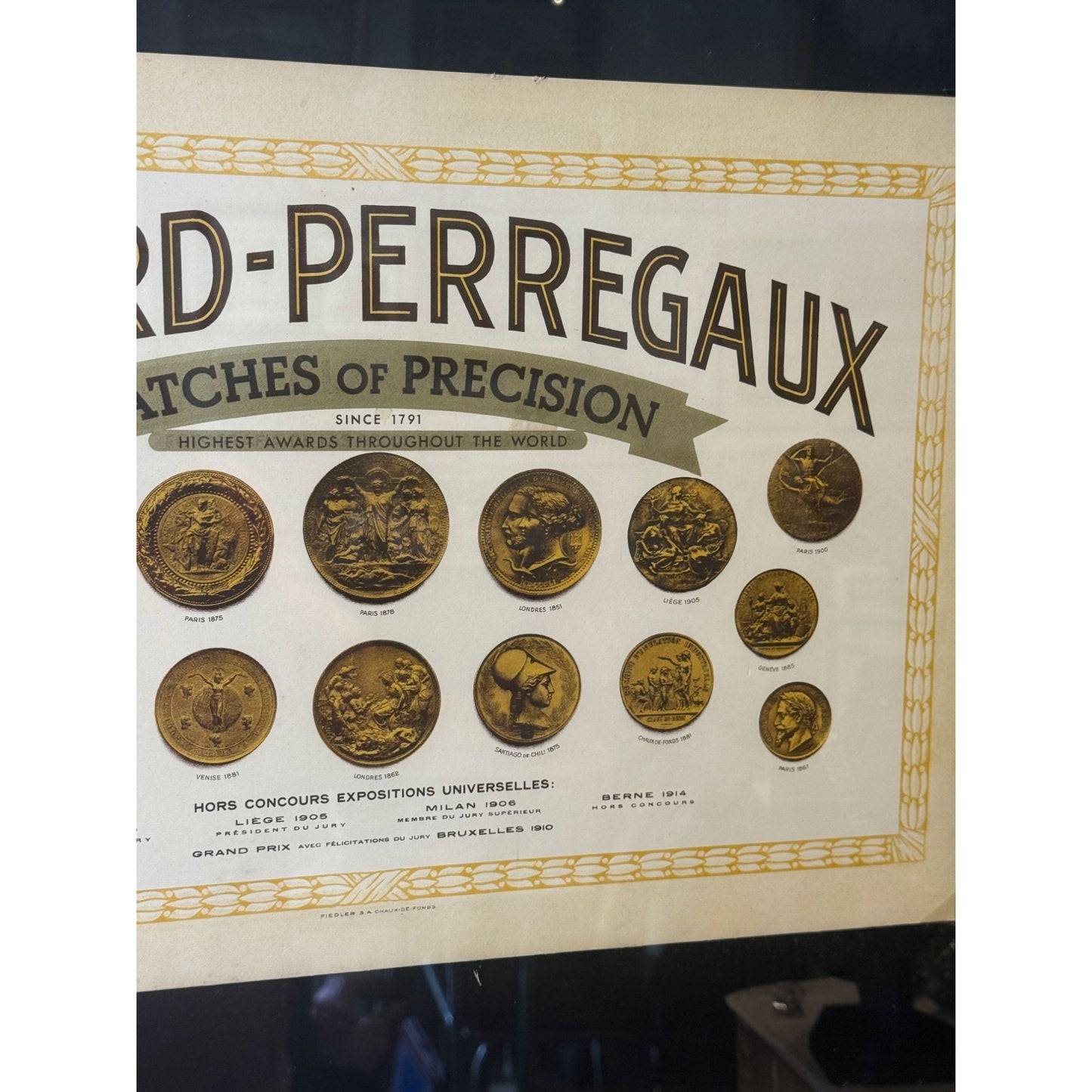 Girard-Perregaux  - Watches Of Precision - Framed Advertisement Poster With Award Medallions