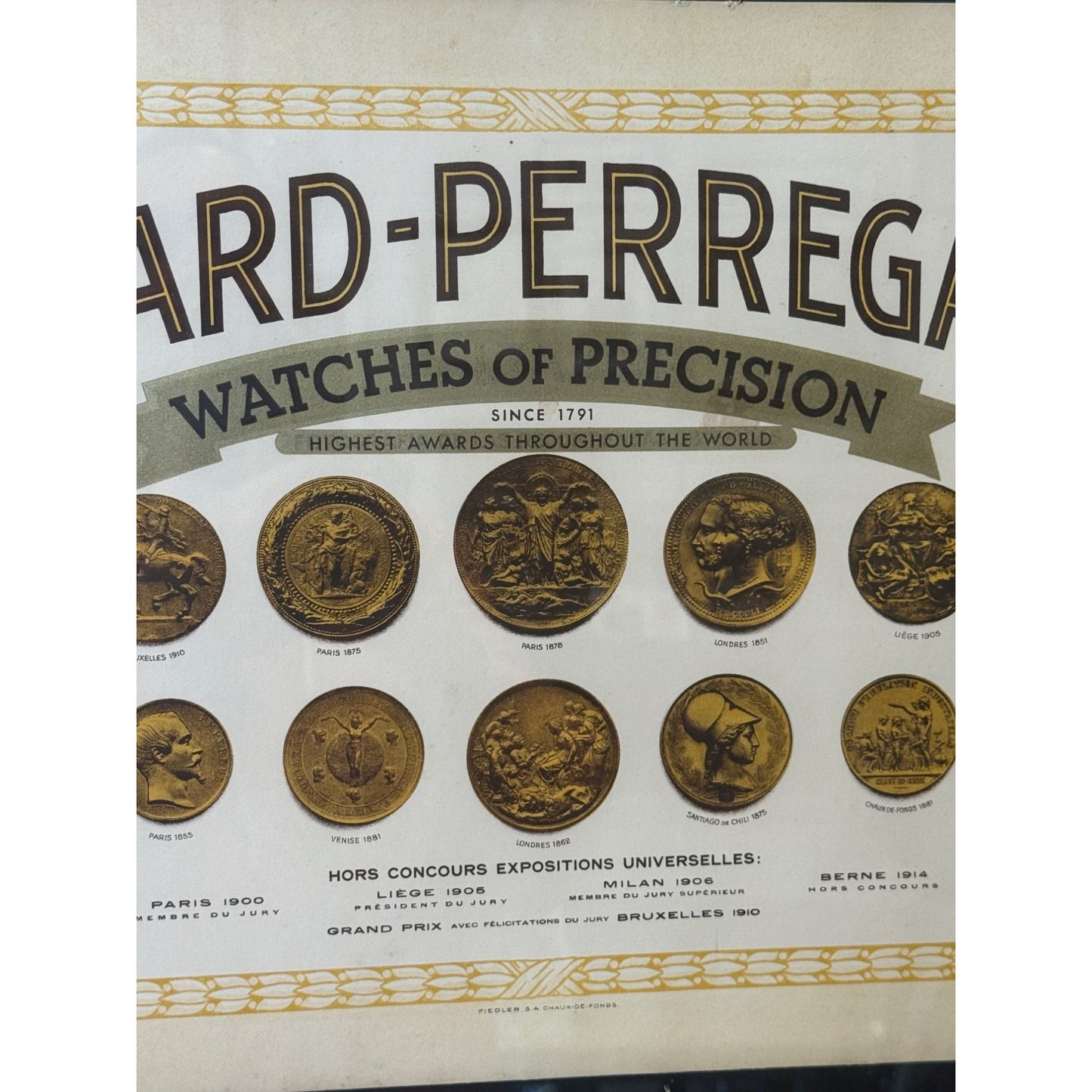 Girard-Perregaux  - Watches Of Precision - Framed Advertisement Poster With Award Medallions