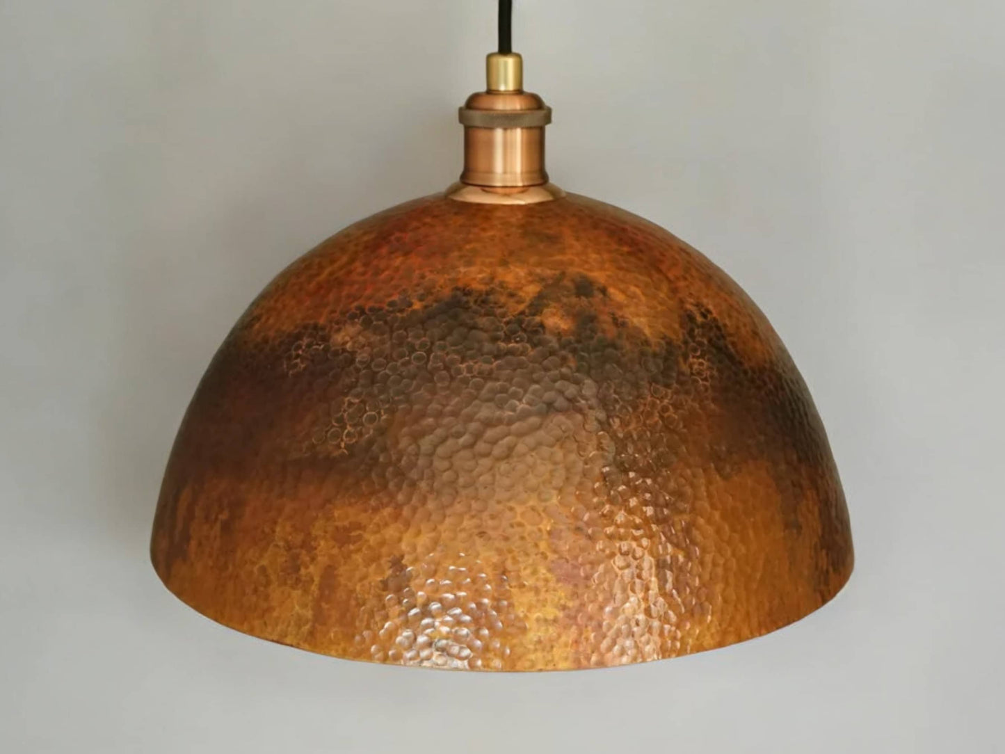 Oxidized Copper Pendant Light - Dome Ceiling Light Fixture for Kitchen Island & Dining Room