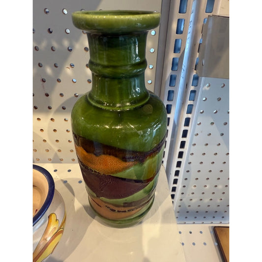 Vintage Haeger USA Green Ceramic Vase With Textured Band Design