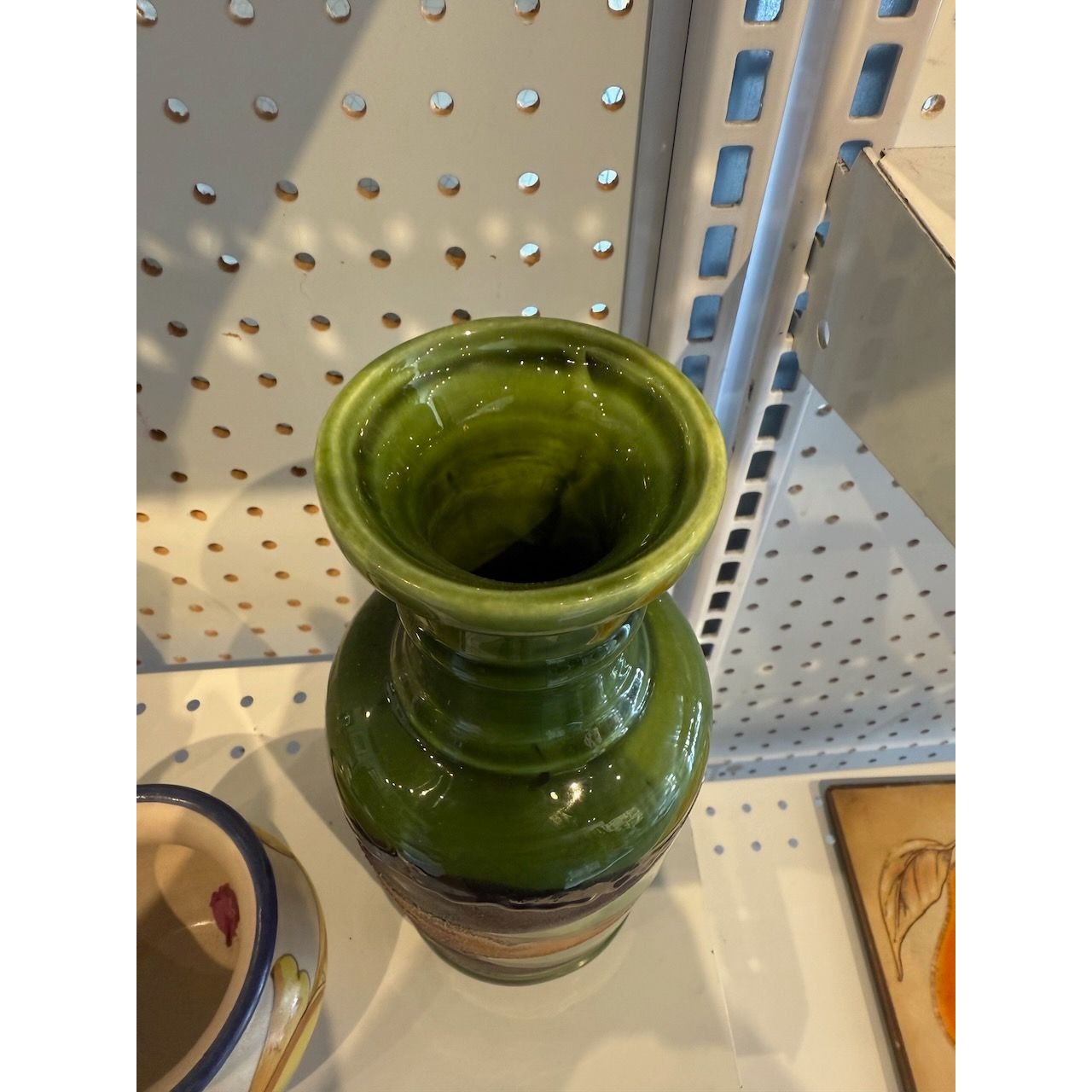 Vintage Haeger USA Green Ceramic Vase With Textured Band Design