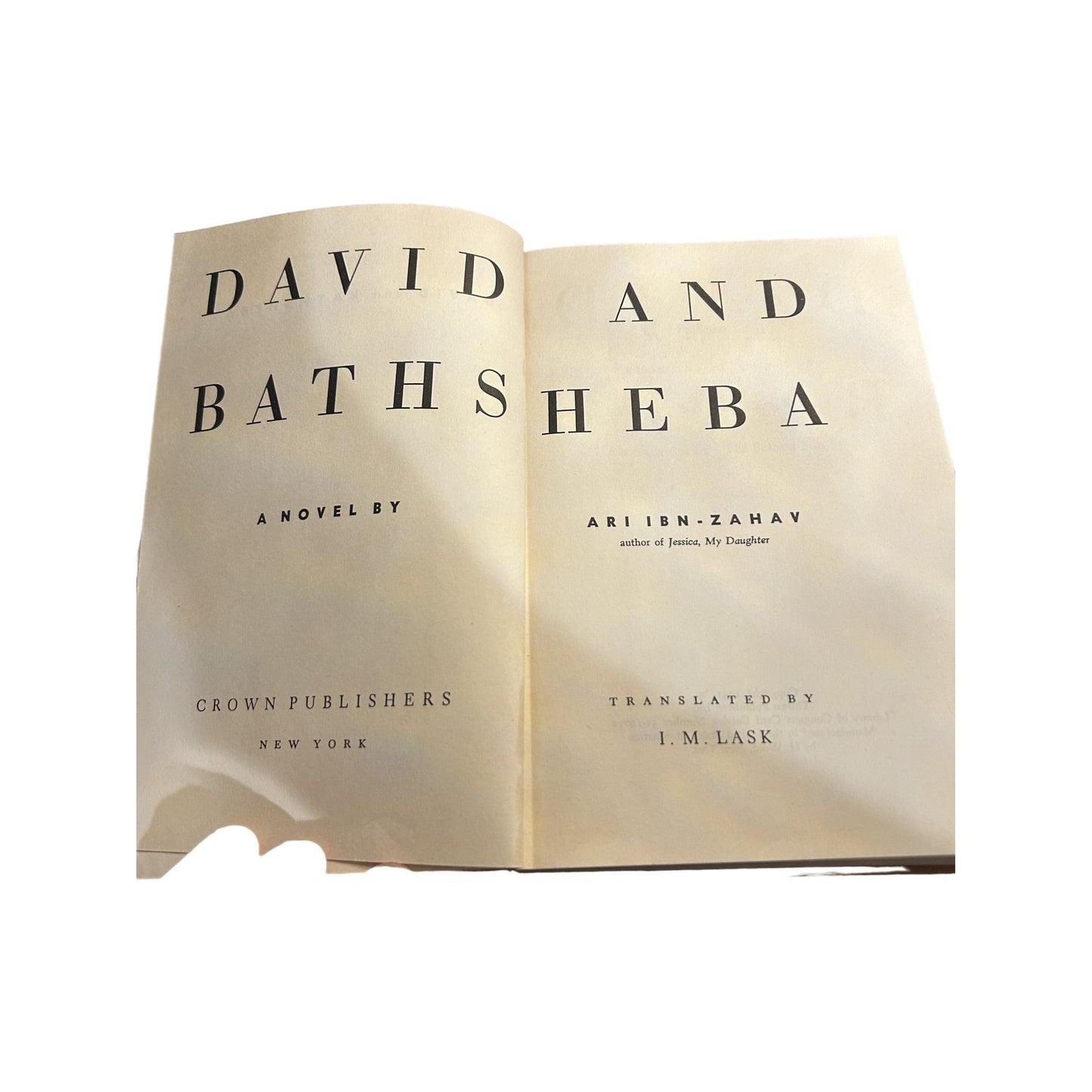 David And Bathsheba By Ari Ibn-Zahav 1951 Crown Publishers Vintage Hardcover