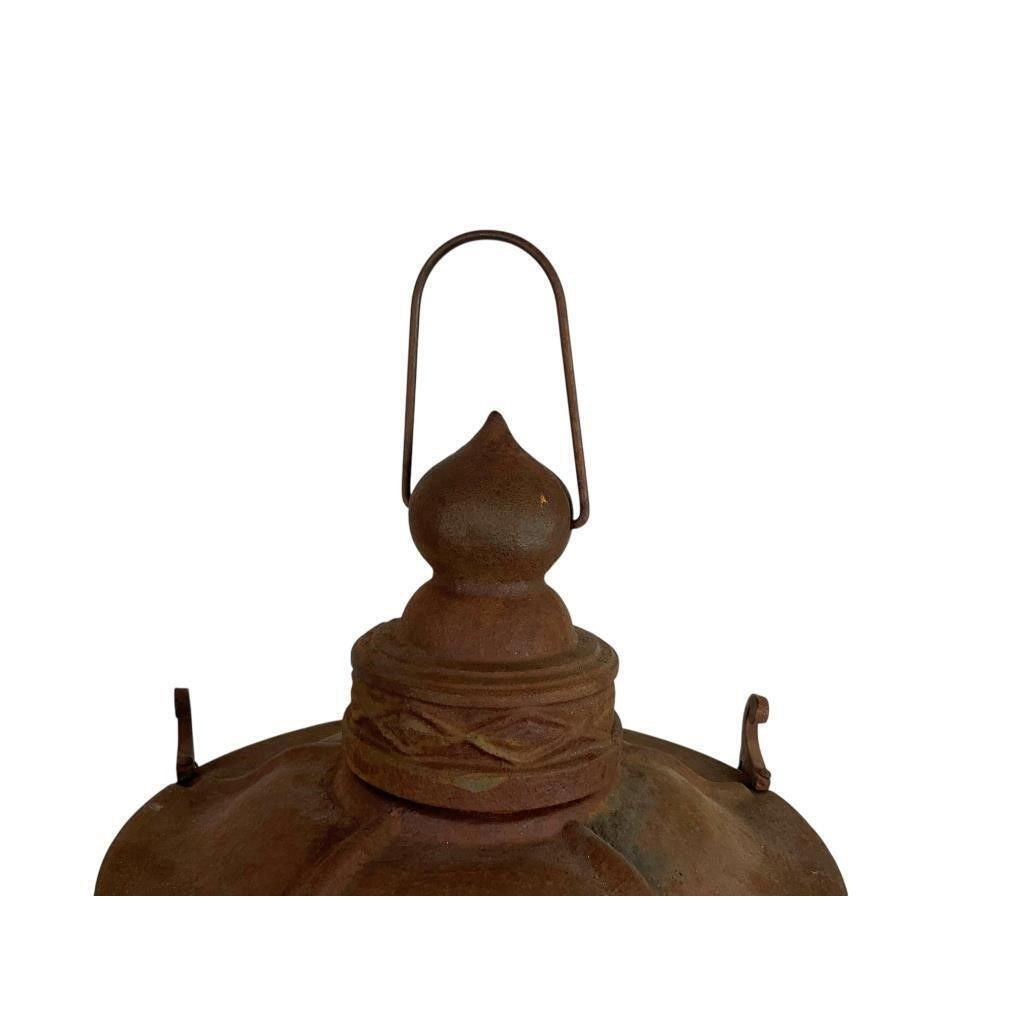 Antique Japanese Pagoda Iron Hanging Lantern With Intricate Decorative Bells