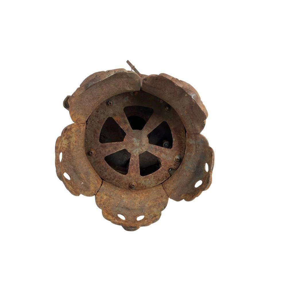 Antique Japanese Pagoda Iron Hanging Lantern With Intricate Decorative Bells