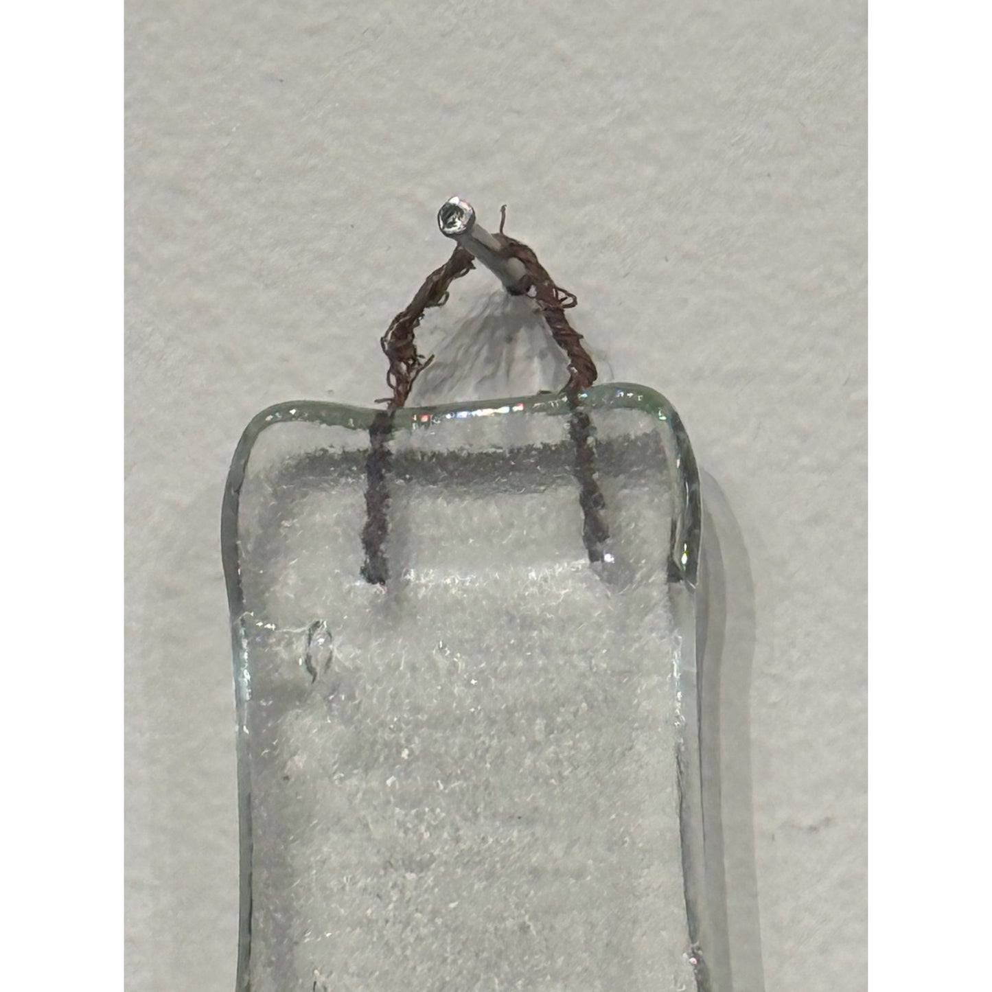 Pressed Glass Bottle Cheese Board With Metal Wire Hanger