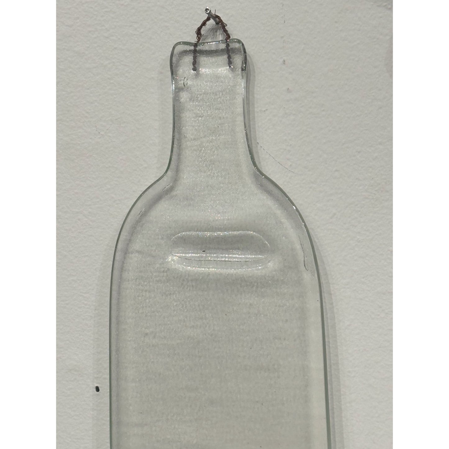 Pressed Glass Bottle Cheese Board With Metal Wire Hanger