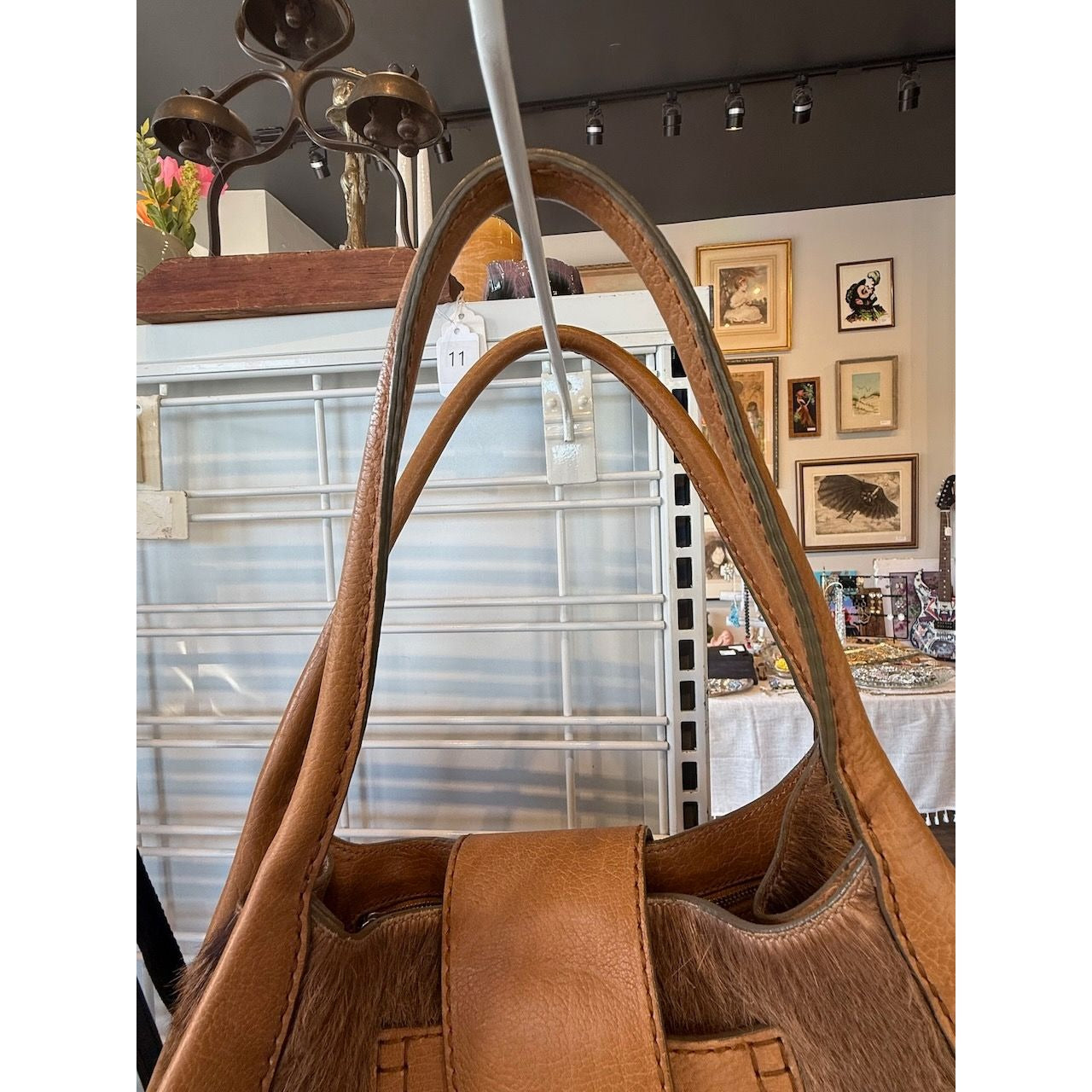 Tods Vintage Orange Hobo Goat Hair & Leather Shoulder Bag With Silver Buckle