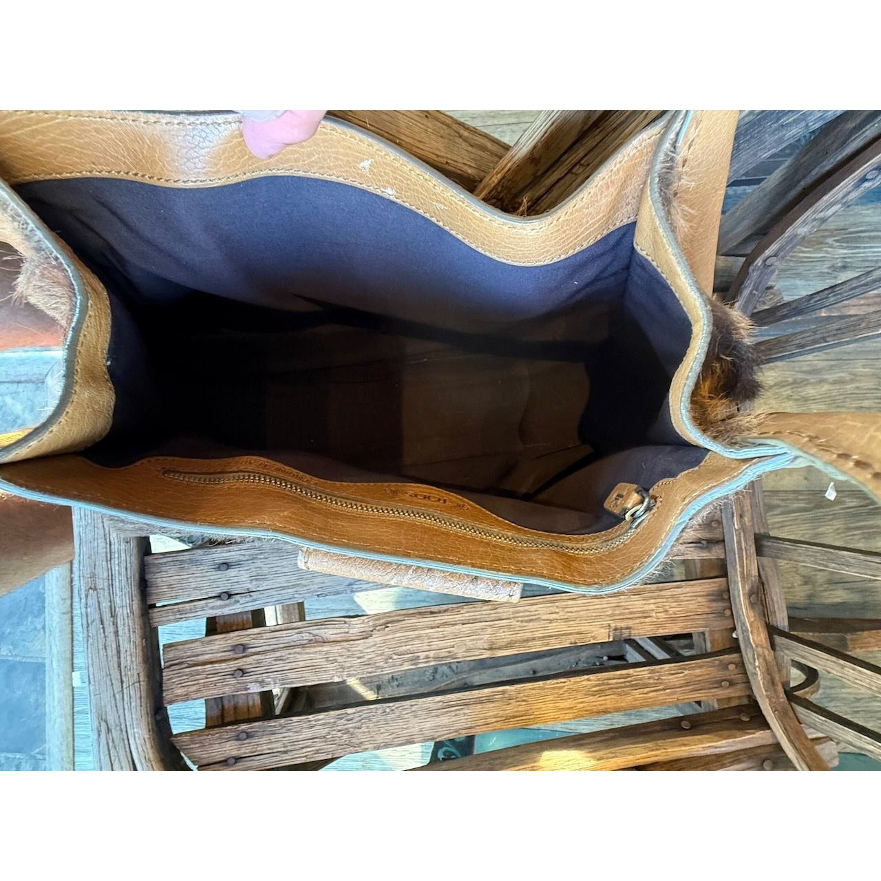 Tods Vintage Orange Hobo Goat Hair & Leather Shoulder Bag With Silver Buckle