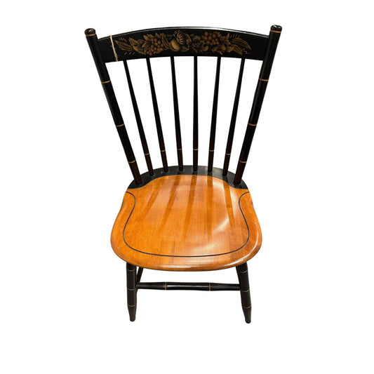 Vintage Black & Wood Spindle Back Hitchcock Chairs - Set of 6