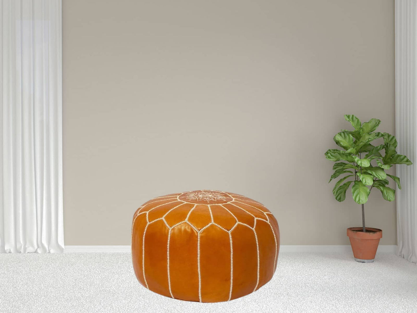 Moroccan  Round Pouf – Cozy Comfort in Earthy Elegance