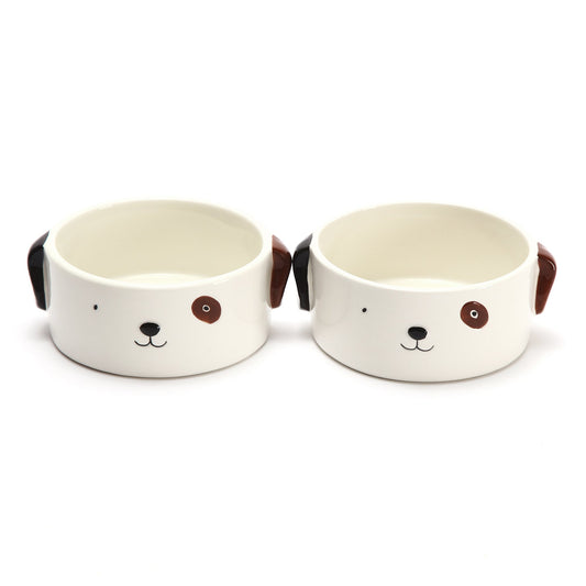 CUTE SMALL DOG  BOWLS - SET OF 2 - Each bowl is 4" wide
