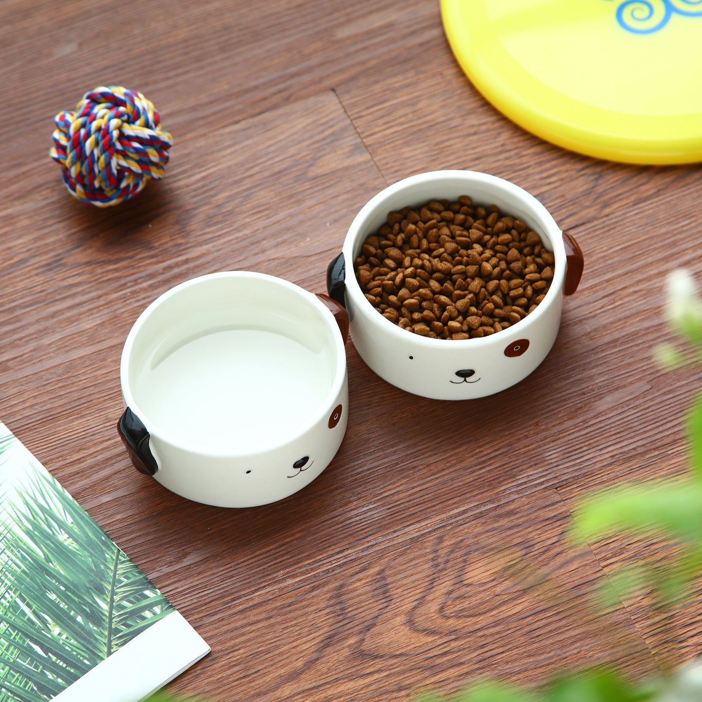 CUTE SMALL DOG  BOWLS - SET OF 2 - Each bowl is 4" wide