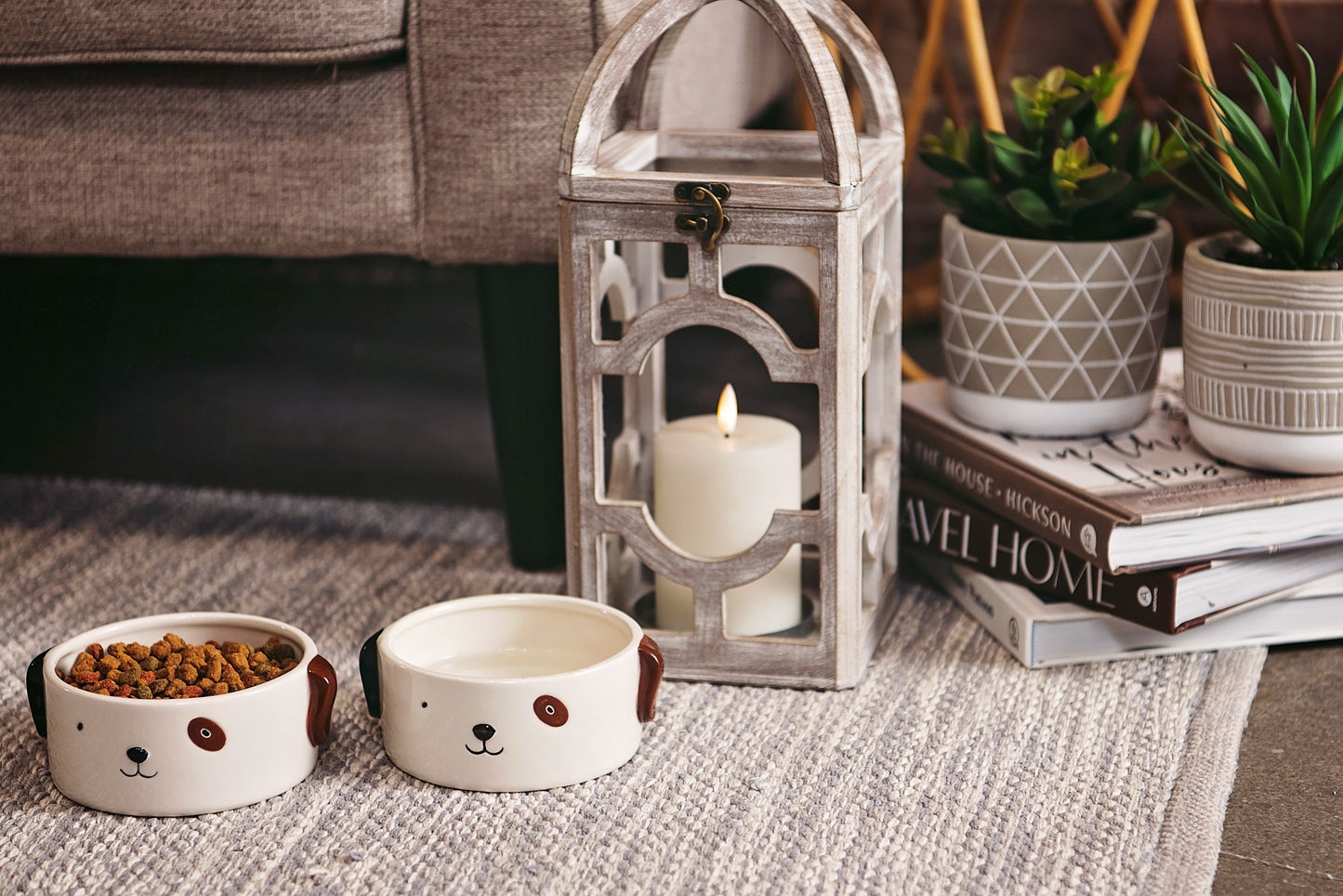 CUTE SMALL DOG  BOWLS - SET OF 2 - Each bowl is 4" wide