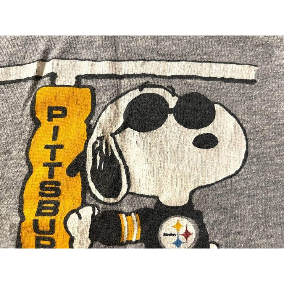 Vintage Artex Peanuts Snoopy Joe Steeler Rare 1960s Gray Youth Size Small T-shirt