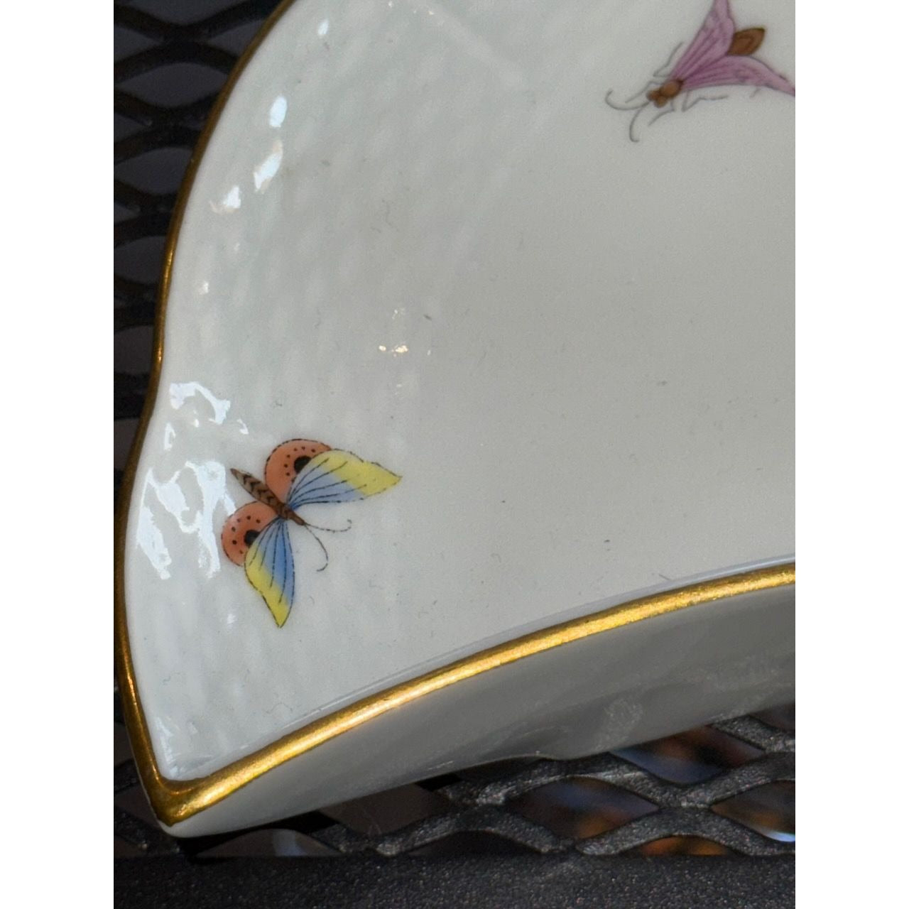 Herend "Rothschild Bird" Hand-Painted Porcelain Crescent Salad Dish