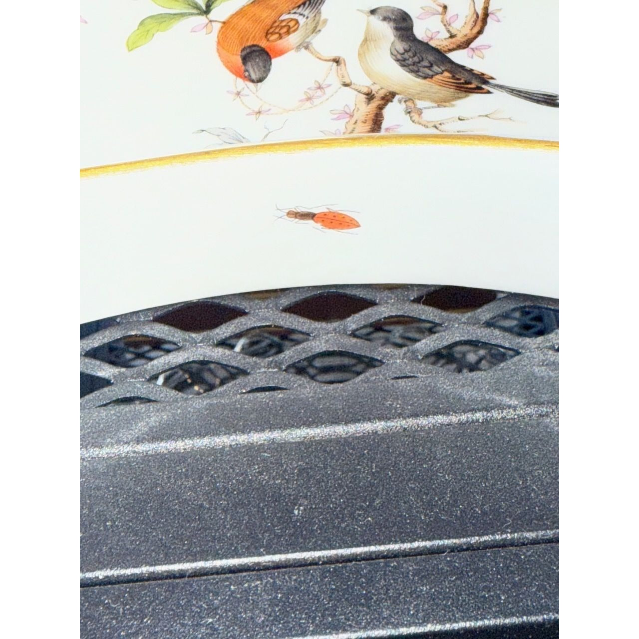 Herend "Rothschild Bird" Hand-Painted Porcelain Crescent Salad Dish