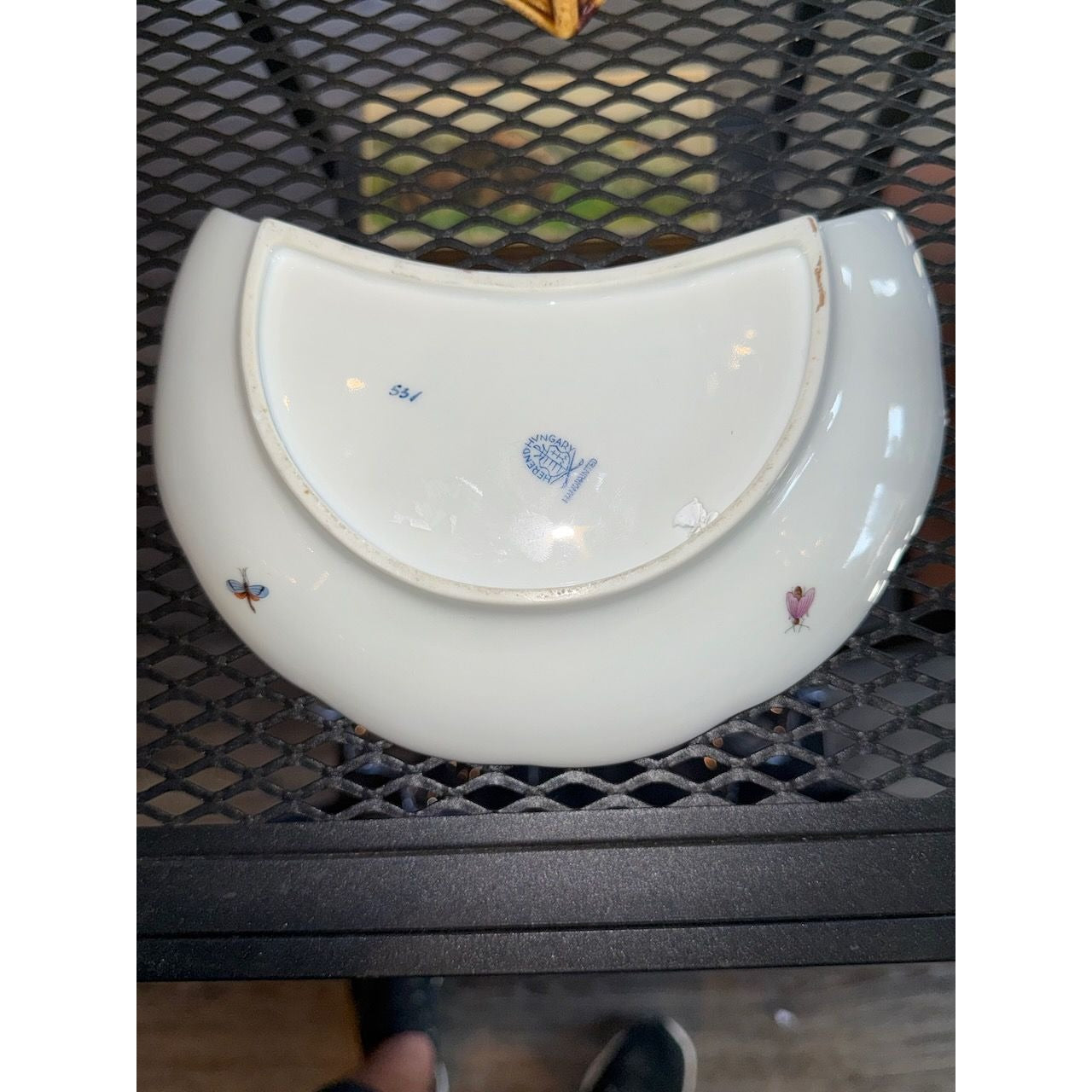 Herend "Rothschild Bird" Hand-Painted Porcelain Crescent Salad Dish