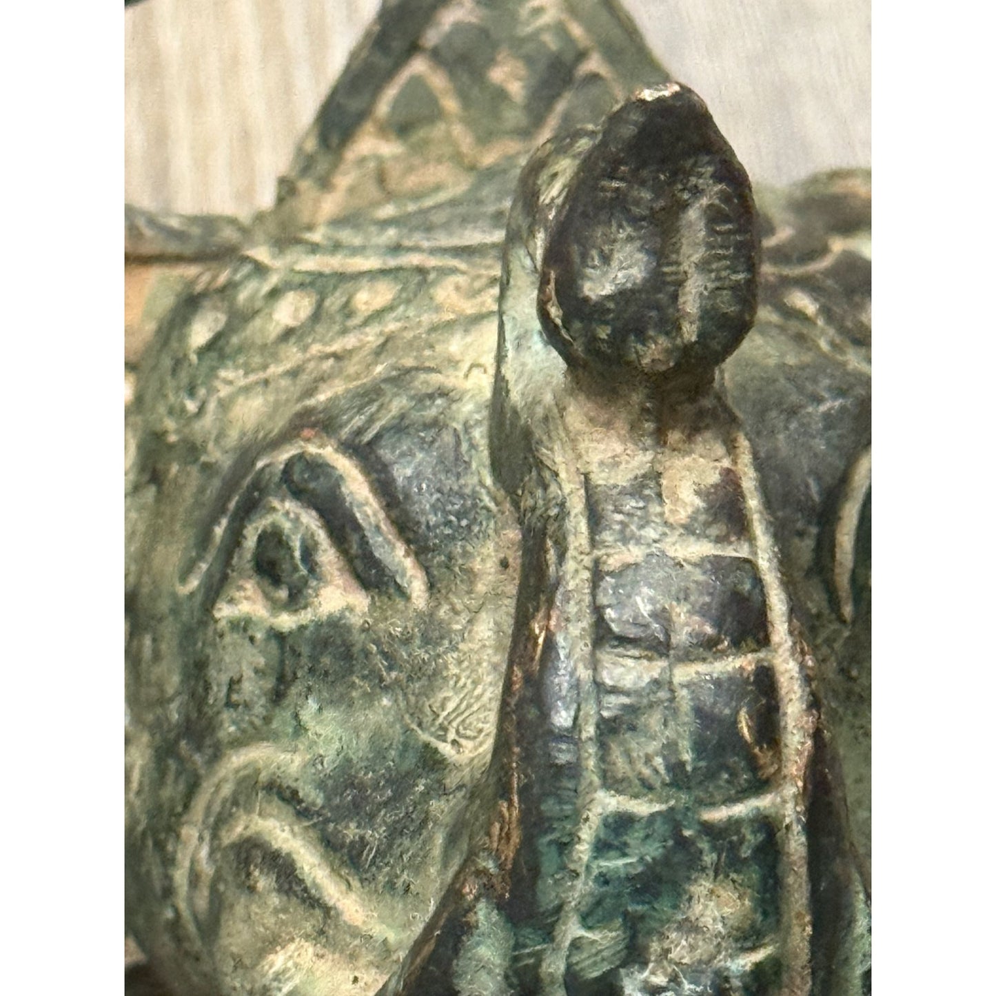 Antique Brass Elephant Head Door Knocker With Circular Backplate - c 1800's