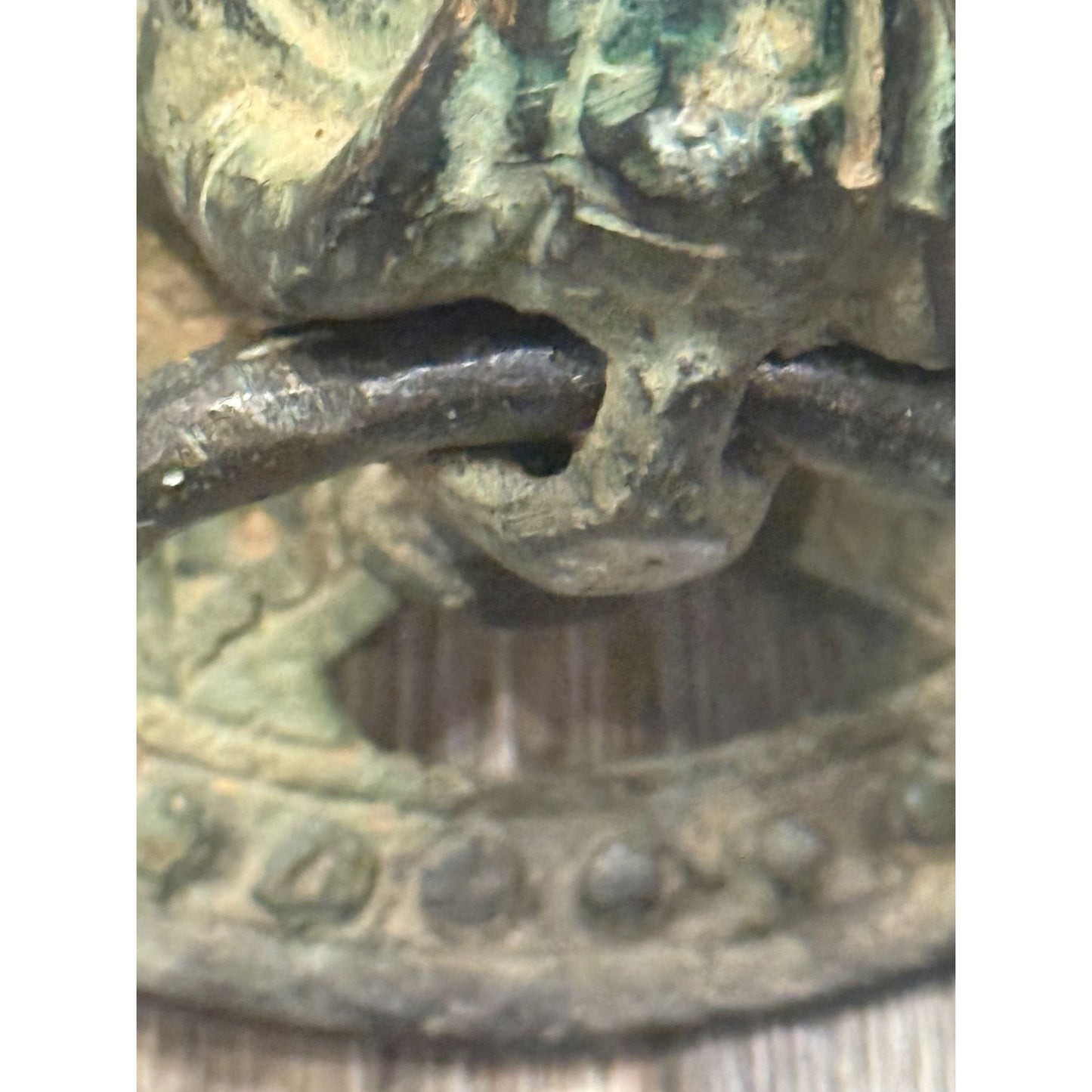 Antique Brass Elephant Head Door Knocker With Circular Backplate - c 1800's