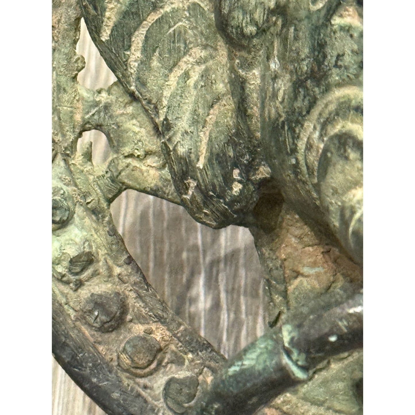 Antique Brass Elephant Head Door Knocker With Circular Backplate - c 1800's