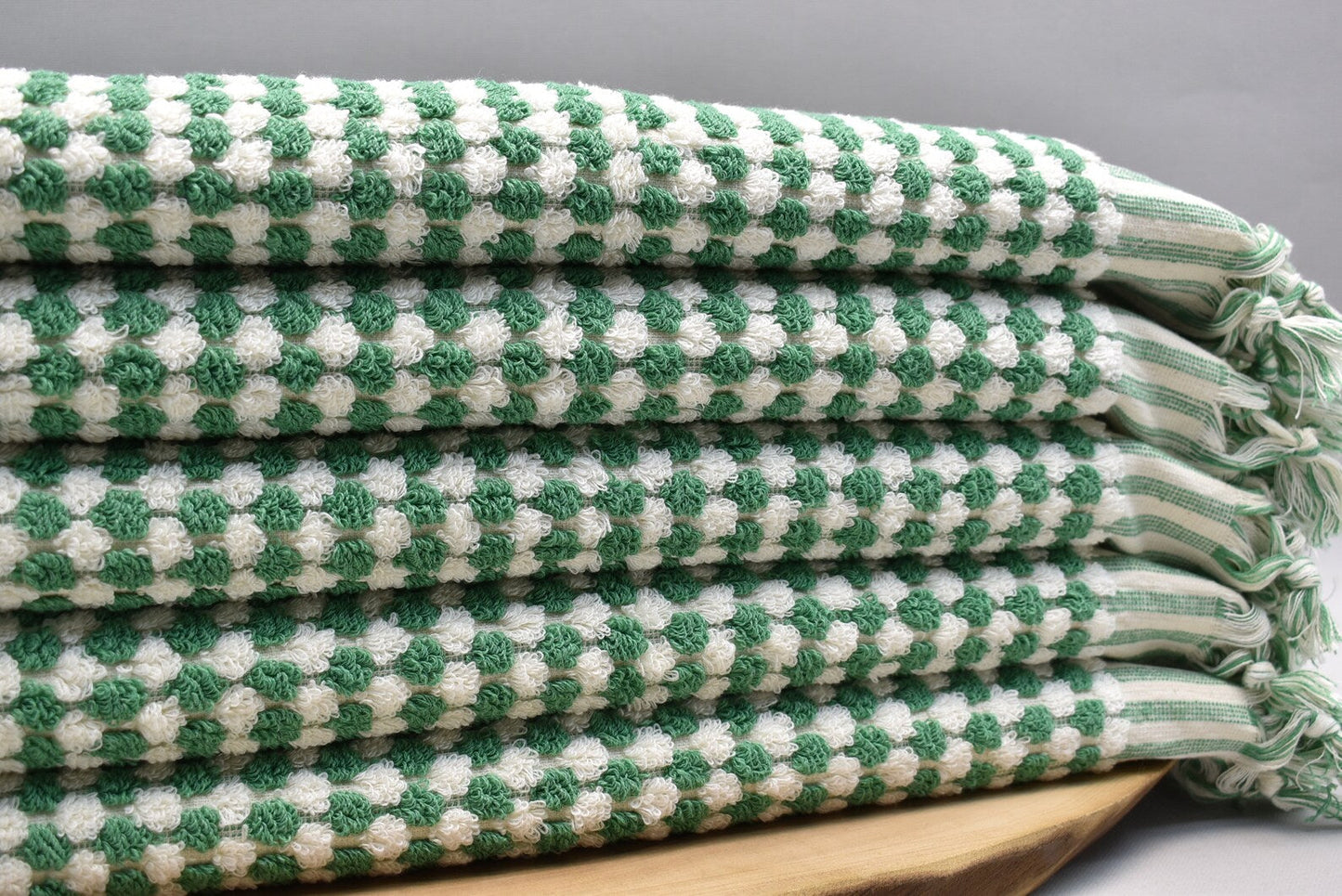 BUBBLE GREEN TERRY HAND TOWEL
