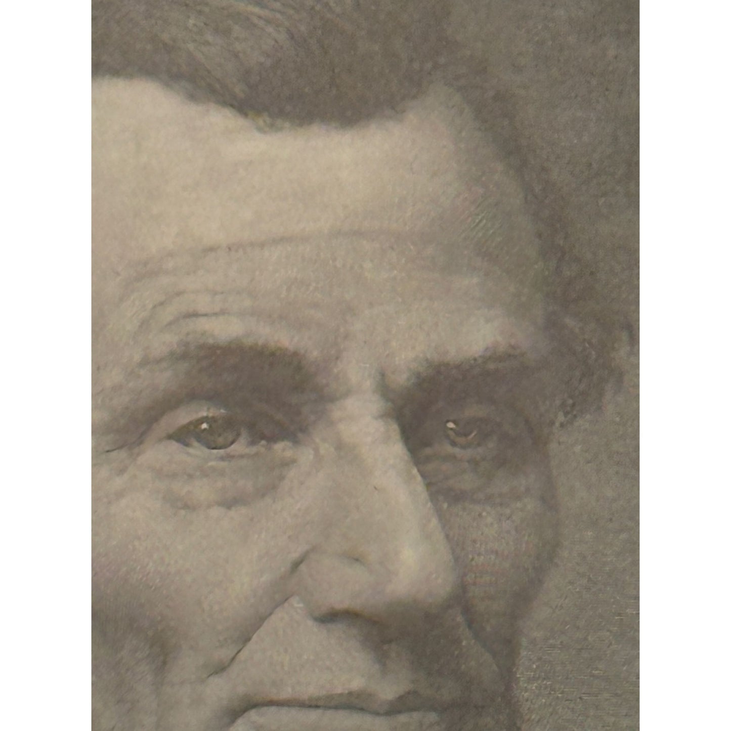 Antique Framed Abraham Lincoln Portrait Print With Gold-Trimmed Frame & Matte Border