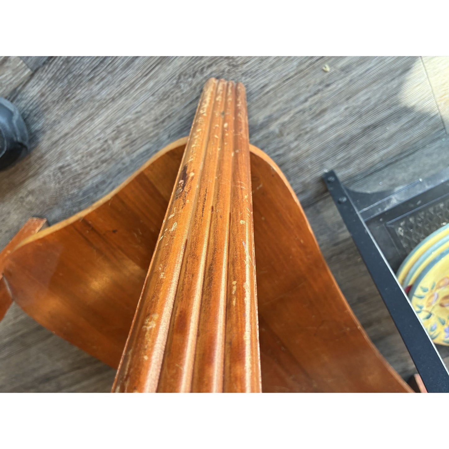 Vintage 1930s Kidney-Shaped Coffee Table and Side Table With Blue Glass Top & Wooden Frame, 2 pieces