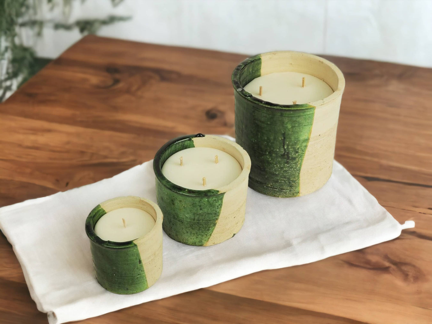 Luxury Moroccan 50/50 Glaze Tamegroute Scented Soy Wax Candle: Handmade Ceramic Artistry