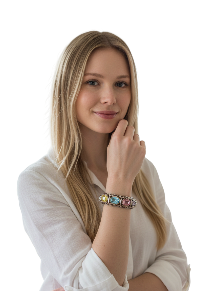 Embellished Metal Cuff Bracelet Accessory