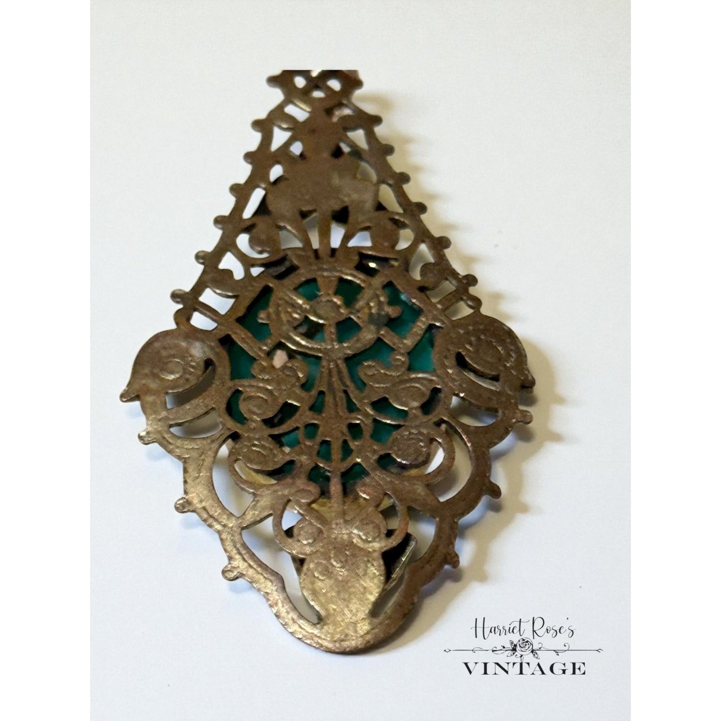 Art Deco Enamel Filigree Peking Glass Ultra Micro Mosaic Brass Pendant