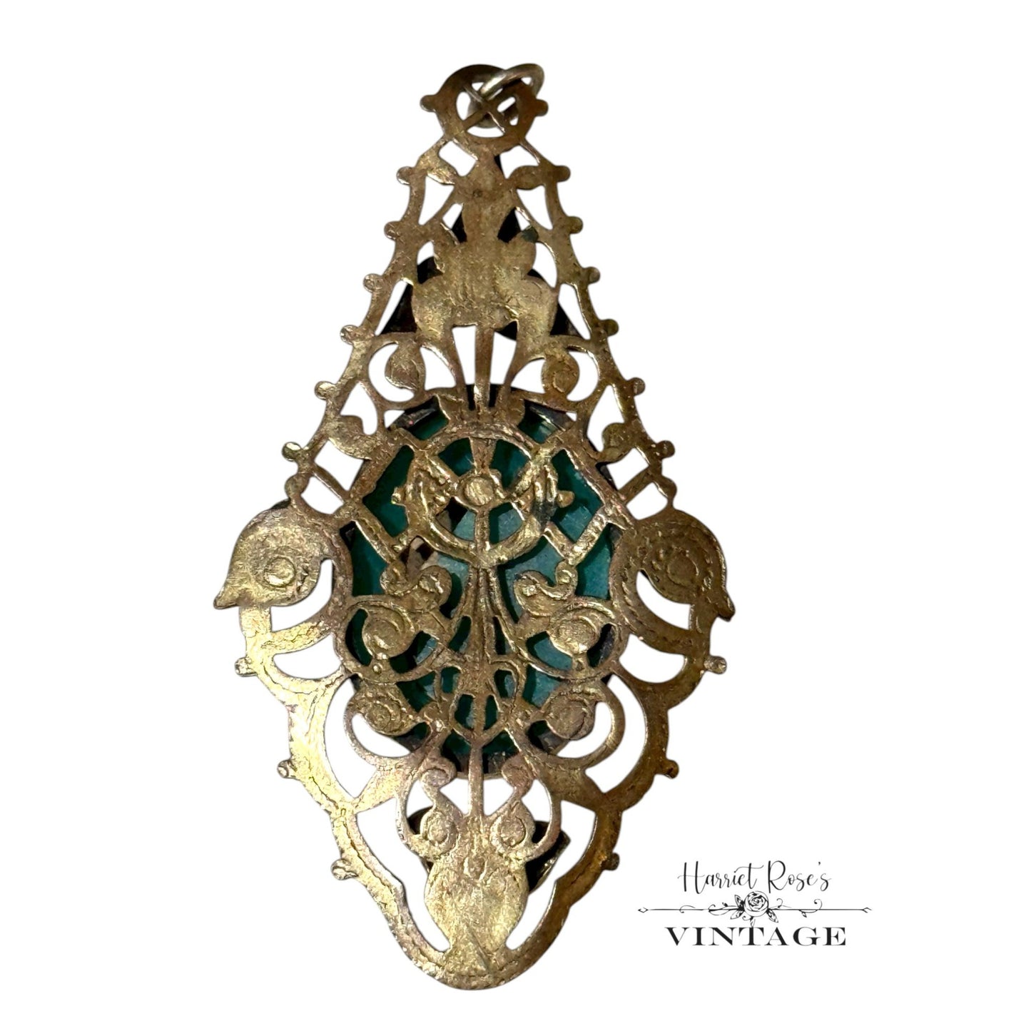 Art Deco Enamel Filigree Peking Glass Ultra Micro Mosaic Brass Pendant