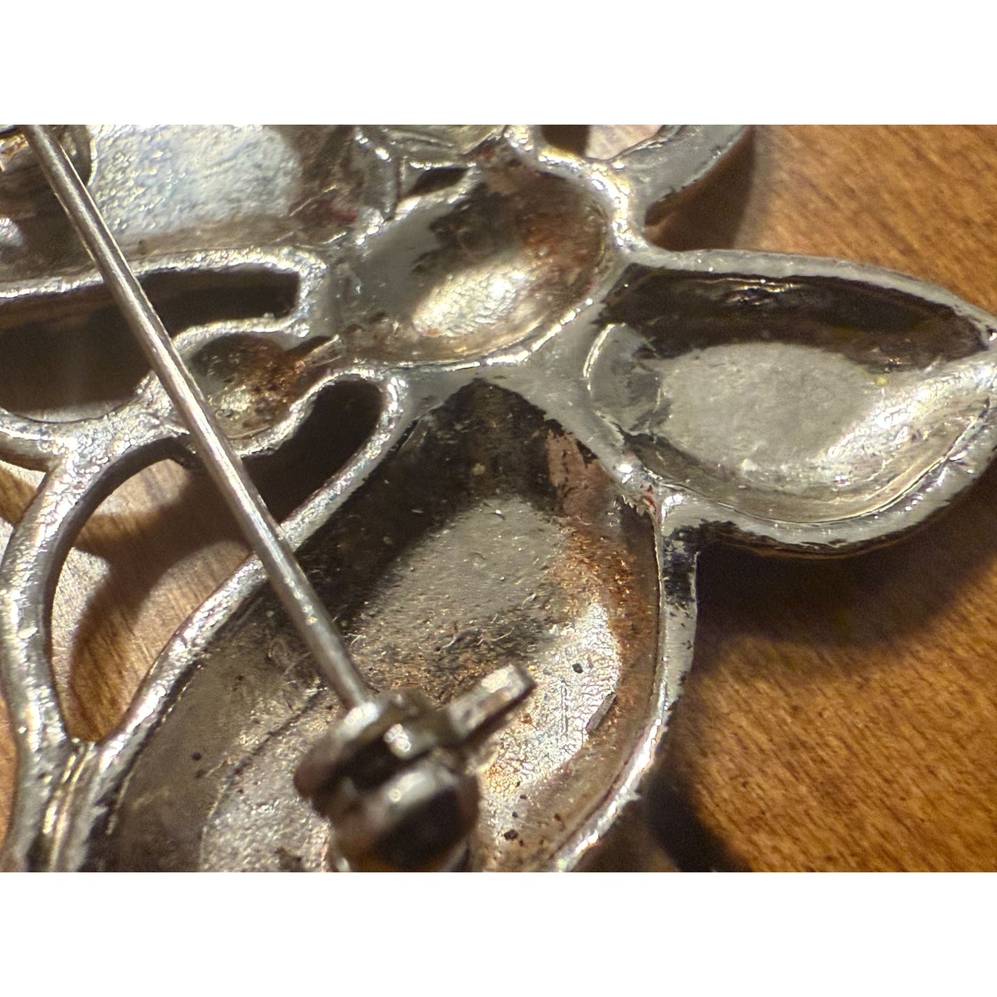 1950's Silver-Tone Butterfly Brooch With Rhinestone Accents