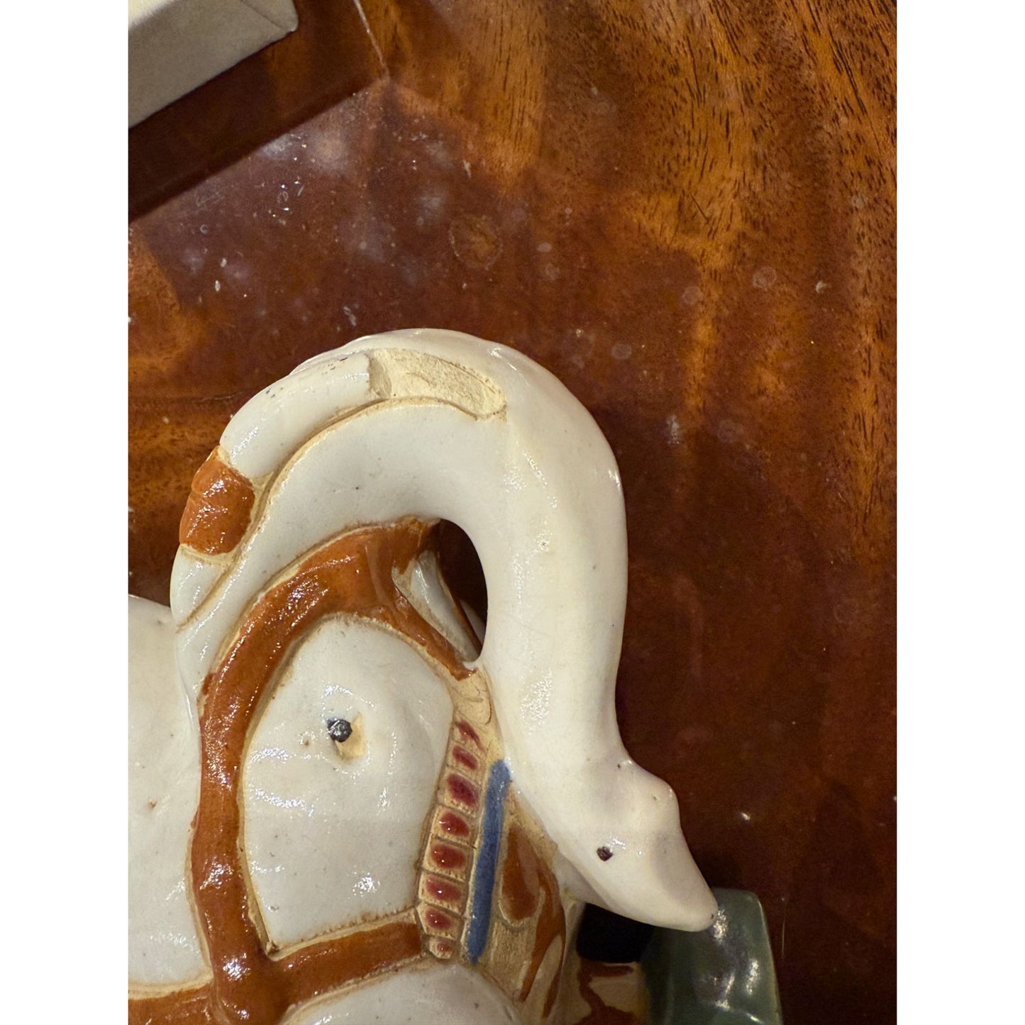 Vintage Ceramic Elephant Plant Stand Figurine With Asian Motif Design