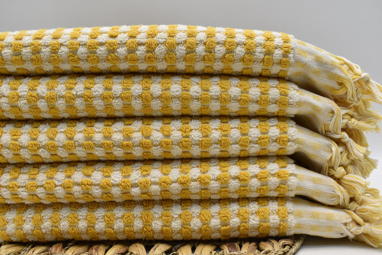 BUBBLE MUSTARD TERRY HAND TOWEL