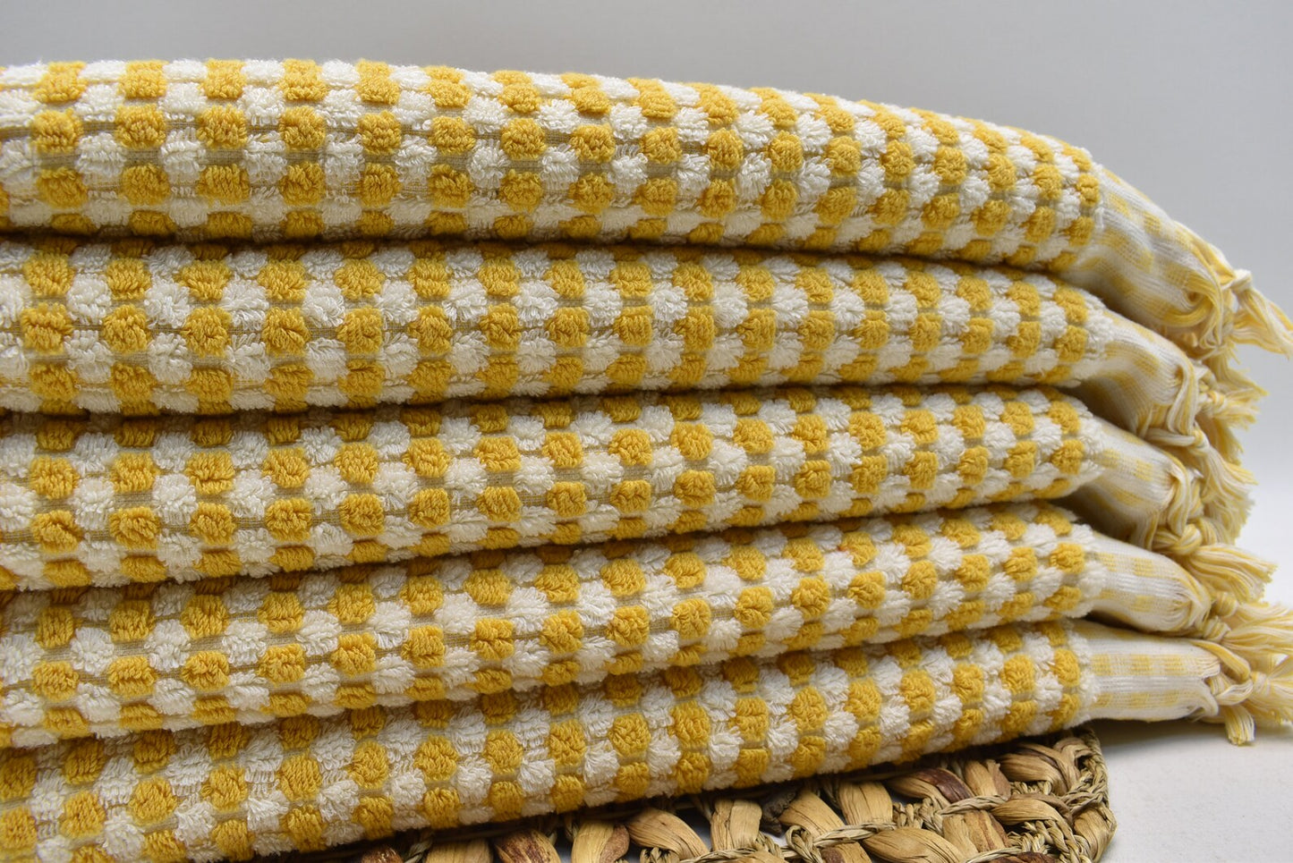 BUBBLE MUSTARD TERRY HAND TOWEL
